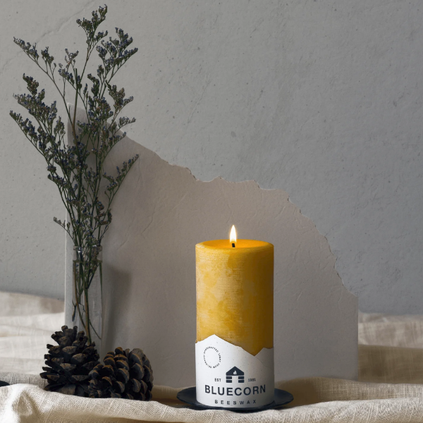 beeswax pillar candles
