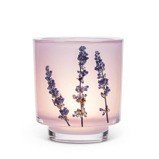 Frosted Votive Holder with Pressed Flowers
