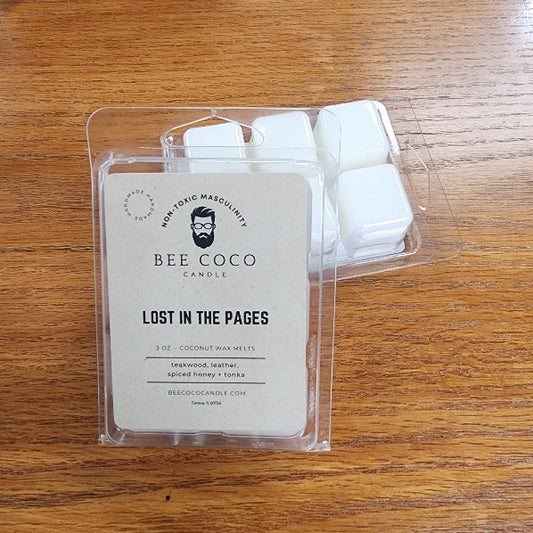 Bee Coco Candle wax melts packaging on a wooden surface