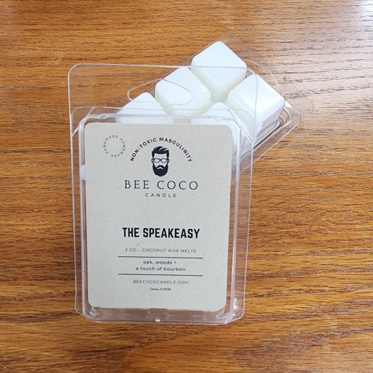 Bee Coco Candle wax melts packaging on a wooden surface