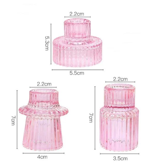 Glass Candle Holder Set: Taper, Tealight & Votive - Bee Coco Candle