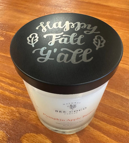 Pumpkin Apple Butter engraved lid, Happy Fall Y'all