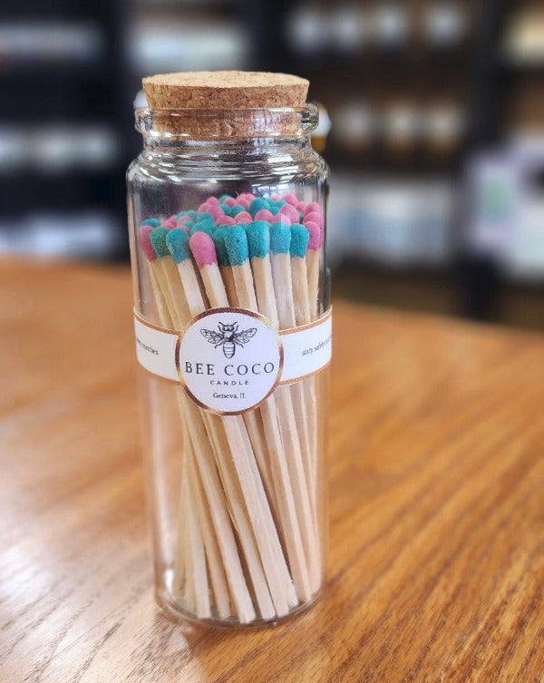 Spring Multi-color matches in a glass jar