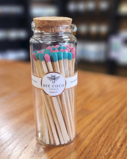 Spring Multi-color matches in a glass jar