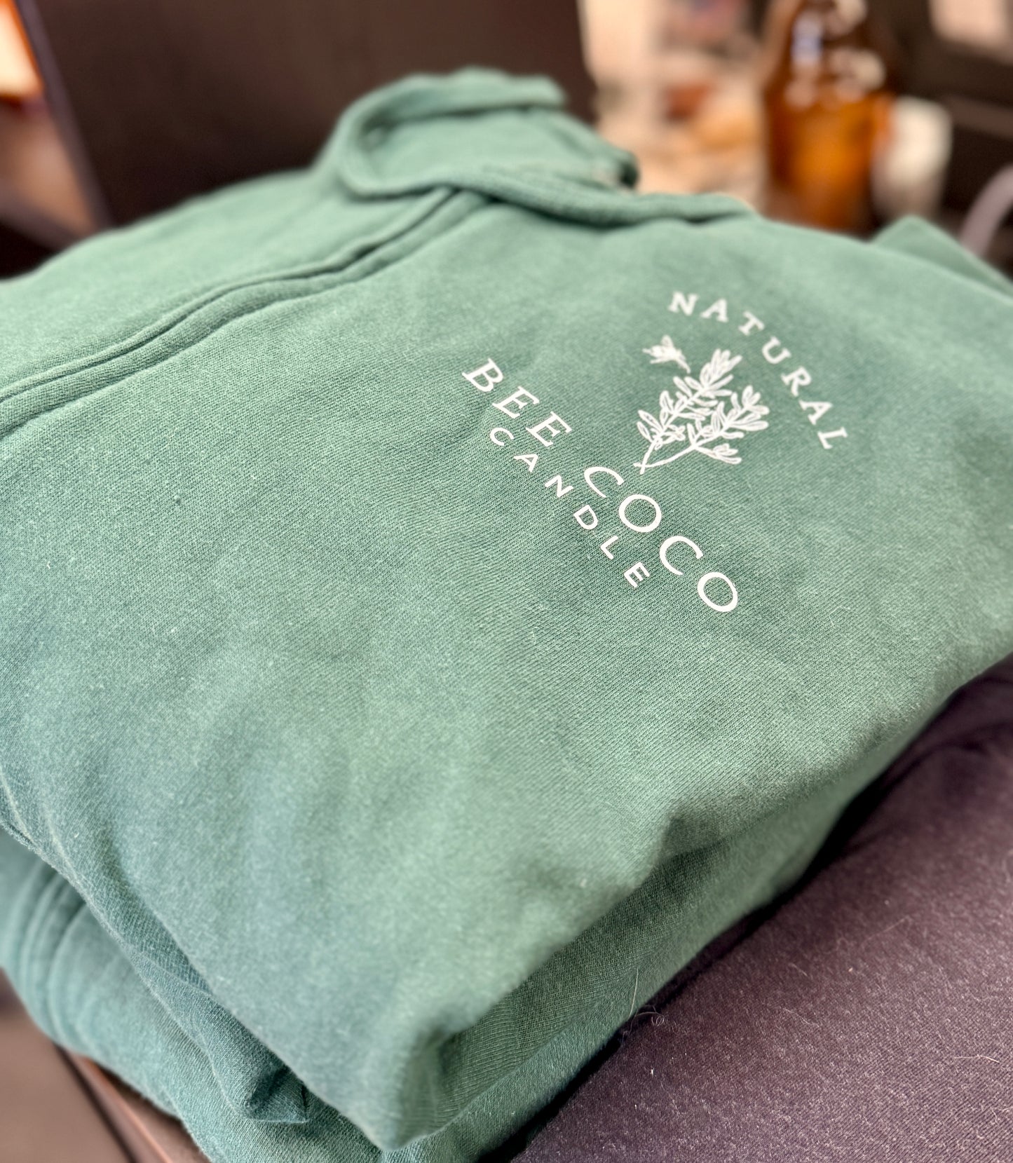 Green Hoodie Front Breast Pocket with Logo