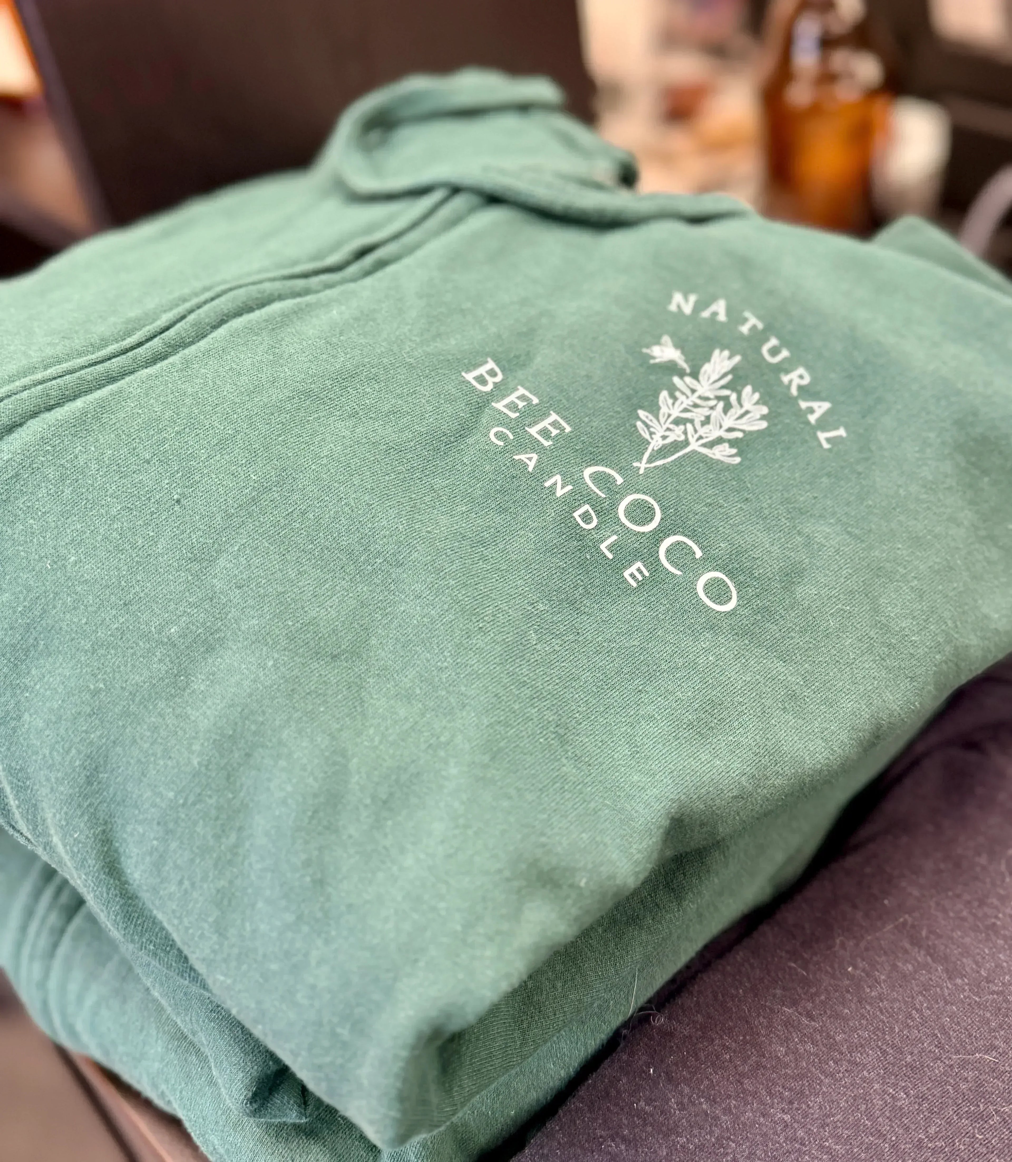 Bee Coco Candle Full-Zip Hoodie – Green - Bee Coco Candle