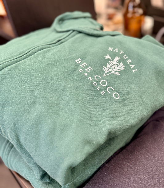 Green Hoodie Front Breast Pocket with Logo