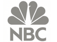 NBC peacock logo in gray on a white background.