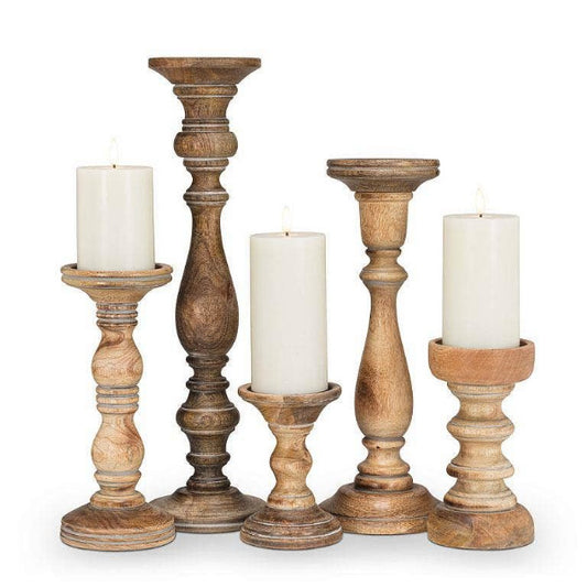 Variety of height wooden pillar holders