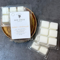 bee coco candle non-toxic amber and driftwood wax melts