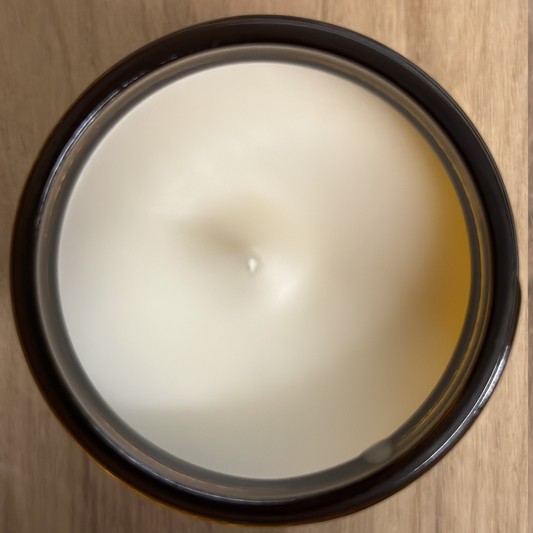 bourbon barrel non-toxic candle over head shot