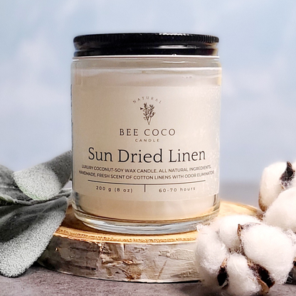 Bee Coco Candle Sun Dried Linen 8 oz Scented Candle